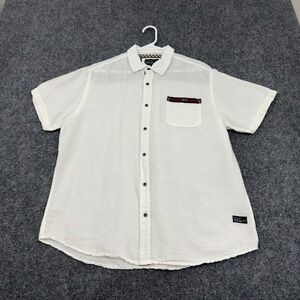 Truth Substance Shirt Mens XL White Cotton Linen Short Sleeve Casual Style